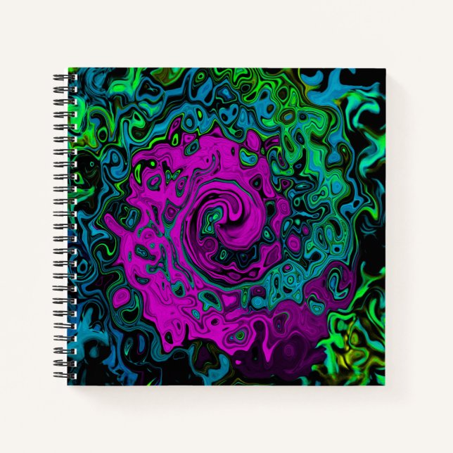 Cuaderno Negrita, Magenta, Abstracto, Groovy, Arte Líquido, (Anverso)