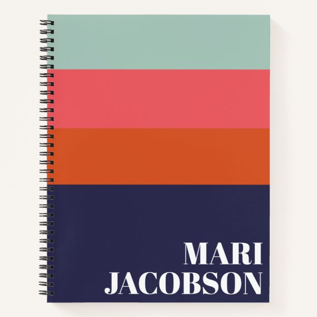 Cuaderno Negrita Moda de franjas azul y roja N personalizad (Anverso)