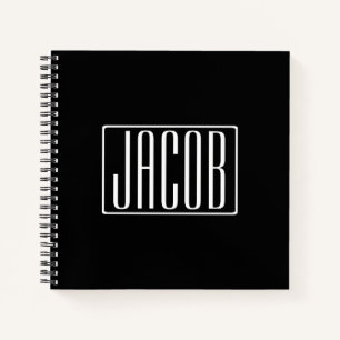 Cuaderno Negrita & Moderna Tu Nombre o Palabra Blanco Sob