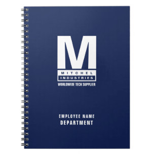 Cuaderno Negrita Monograma moderno logotipo comercial Azul