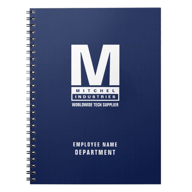 Cuaderno Negrita Monograma moderno logotipo comercial Azul (Frente)