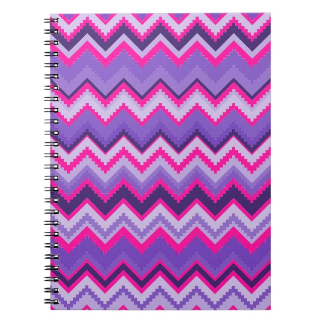 Cuaderno Negrita Purple Pink Tribal Chevron Zig Zags (Frente)