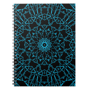 Cuaderno Negro abstracto líneas de red de araña modernas az