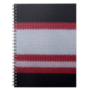 Cuaderno Negro blanco rojo: Patrón de tela de punto de lana