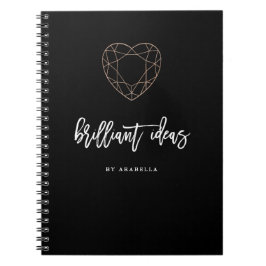 Cuaderno Negro brillante de las ideas el | con la joya en