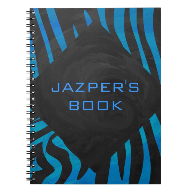 Cuaderno Negro cebra y azul con monograma (Frente)