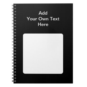 Cuaderno Negro con área blanca y texto Personalizado.