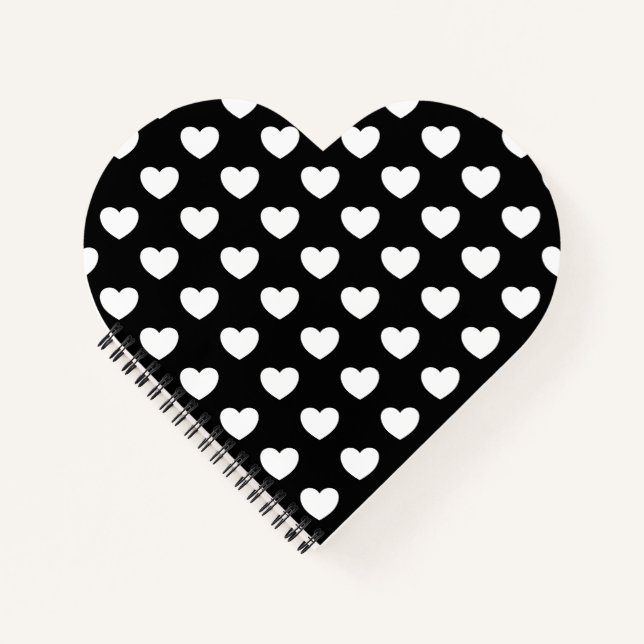 Cuaderno Negro con corazones blancos (Anverso)