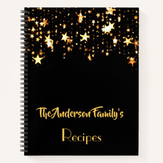 Cuaderno Negro con estrella dorada Carta de recetas familia