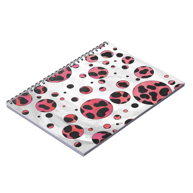 Cuaderno Negro dálmata y rojo con puntos de polka (Lado Izquierdo)