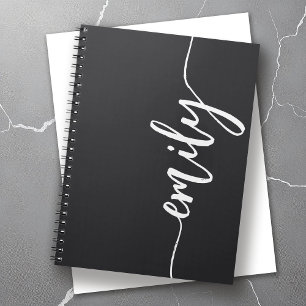 Cuaderno Negro de estilo con bloc de notas con nombre de ca