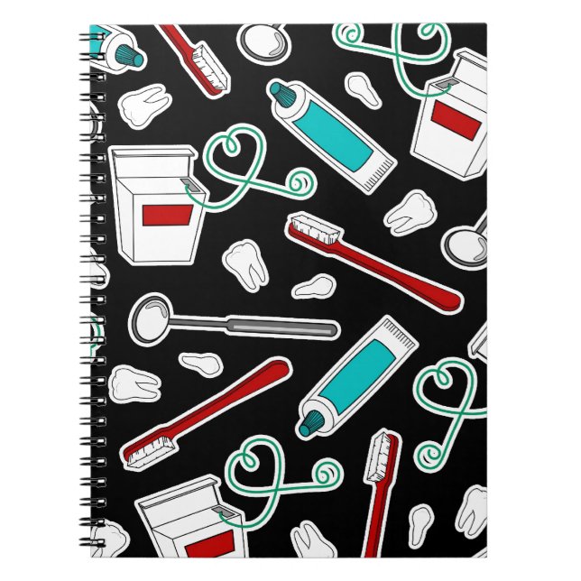 Cuaderno Negro de la impresión del dentista lindo/del (Frente)