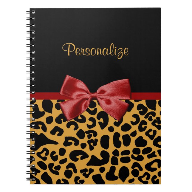 Cuaderno Negro de moda y arco rojo de la cinta del (Frente)