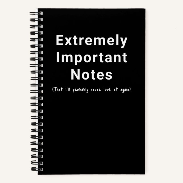 Cuaderno negro de texto simple con notas important (Anverso)