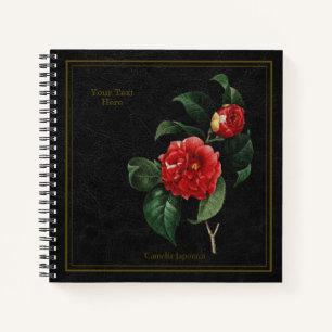 Cuaderno Negro Elegante Camelia Japónica