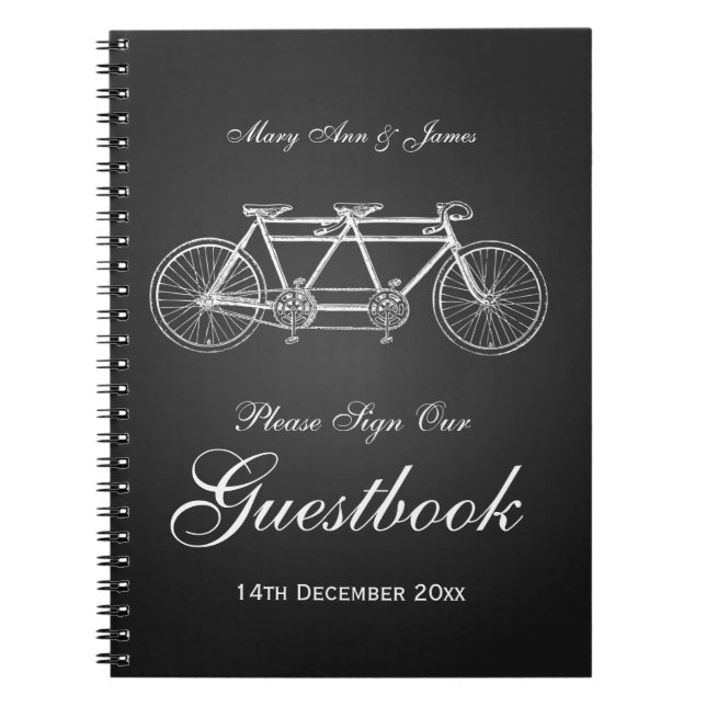 Cuaderno Negro en tándem de la bici del Guestbook de la (Frente)