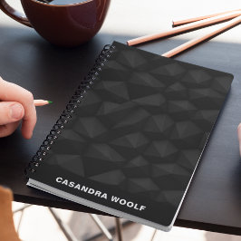 Cuaderno Negro Geométrico Básico Nombre Monogramado Negro