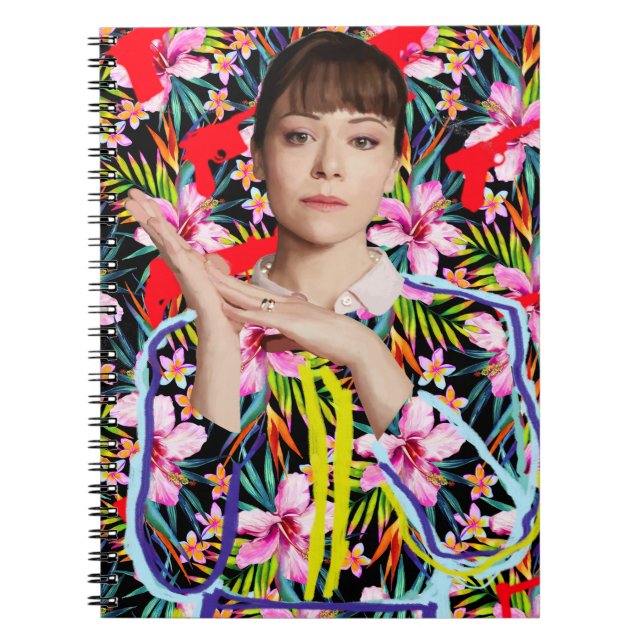 Cuaderno Negro huérfano el | Alison - estampado de flores (Frente)