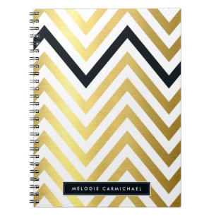 Cuaderno Negro lindo moderno SIMPLE del oro del modelo del
