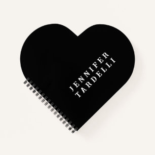 Cuaderno Negro Minimalista Moderno Elegante Tu Nombre