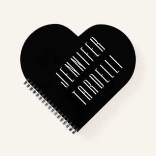 Cuaderno Negro Minimalista Moderno Elegante Tu Nombre