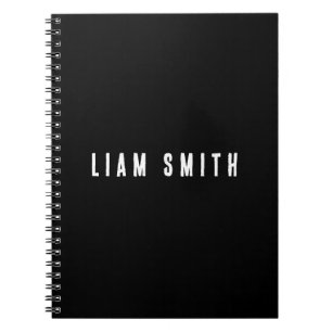 Cuaderno negro moderno con monograma de nombre per