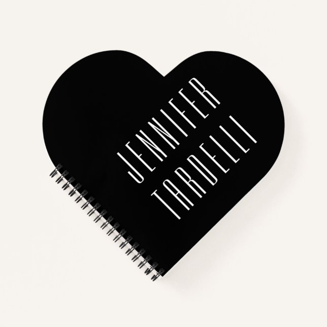 Cuaderno Negro Moderno Minimalista Elegante Su Nombre (Anverso)