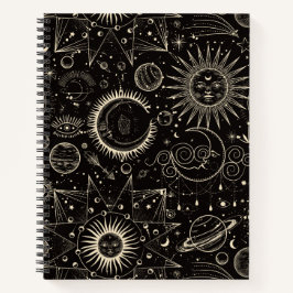 Cuaderno Negro Moderno Mínimo Universo Ilustrativo