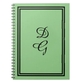 Cuaderno Negro monogramado sobre verde menta, Lulumama coin