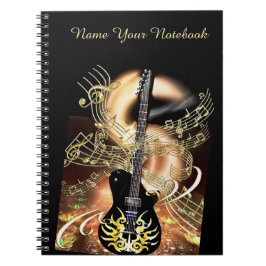 Cuaderno negro personalizado de la música de la