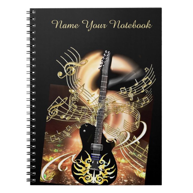 Cuaderno negro personalizado de la música de la (Frente)