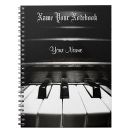 Cuaderno negro personalizado de la música del