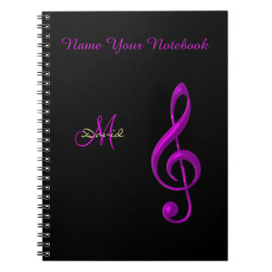 Cuaderno negro personalizado del Clef de la músic