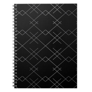Cuaderno Negro-plateado, fresco, elegante, simple patrón mo