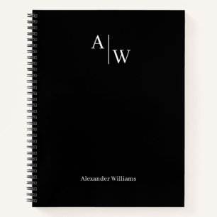 Cuaderno negro profesional moderno 2 monograma ini
