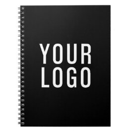Cuaderno Negro promocional del logotipo comercial minimalis