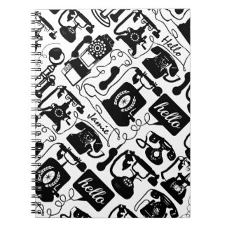 Cuaderno Negro retro o cualquier color y patrón de teléfono