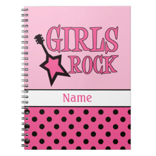 Cuaderno Negro rosado femenino personalizado de la escuela