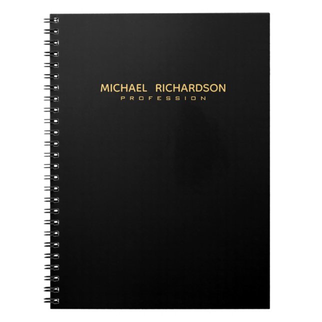 Cuaderno Negro simple con nombre de negocio (Frente)