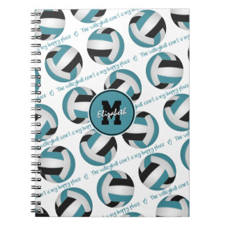 Cuaderno Negro verde azulado La cancha de voleibol es mi lu