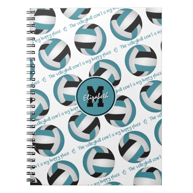 Cuaderno Negro verde azulado La cancha de voleibol es mi lu (Frente)