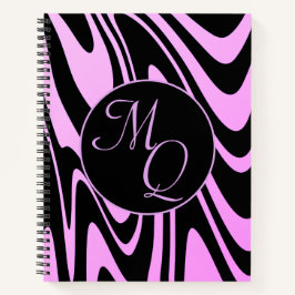 Cuaderno Negro Violeta con Iniciales de Monograma