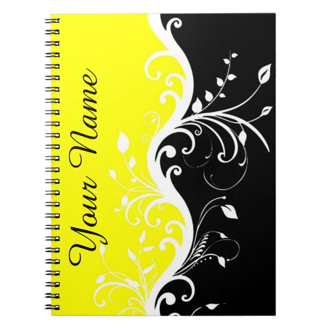 Cuaderno negro y amarillo personalizado (Frente)