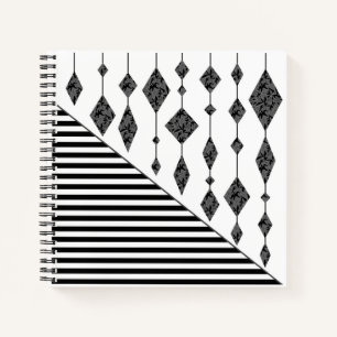 Cuaderno Negro y blanco, abstracto, geométrico, simple, esc