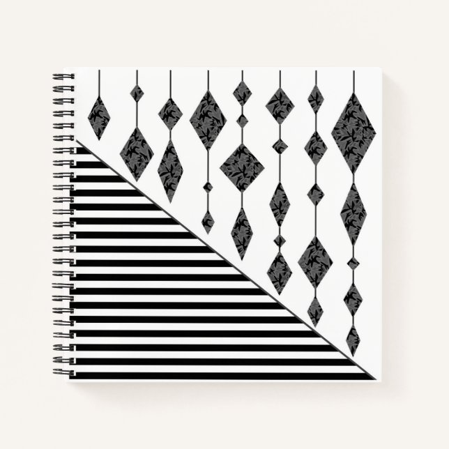 Cuaderno Negro y blanco, abstracto, geométrico, simple, esc (Anverso)