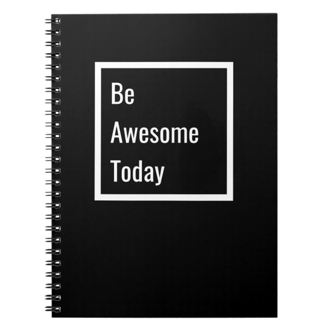 Cuaderno negro y blanco de motivación minimalista (Frente)