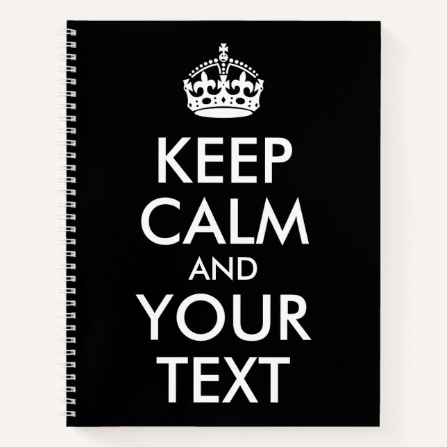 Cuaderno Negro y blanco mantienen la calma y tu texto (Anverso)