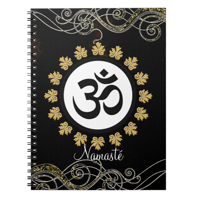 Cuaderno Negro y oro de la meditación del mantra del (Frente)