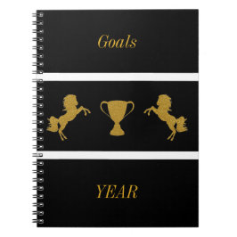 Cuaderno Negro y purpurina ecuestre del oro