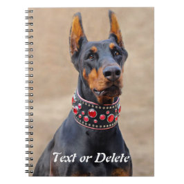 Cuaderno Negro y Tan Doberman Pinscher en cuello de joyas